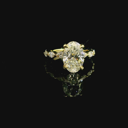 3.02ct Oval Cut Lab Grown Electra Design Yellow Gold