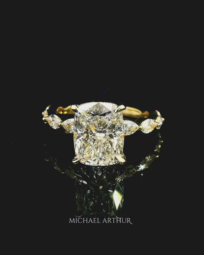 3.03ct Cushion Cut Lab Grown Electra Design Yellow Gold