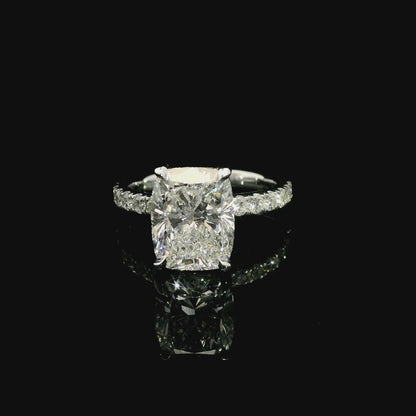3.51ct Cushion Cut Lab Grown Custom Bassano Design Platinum