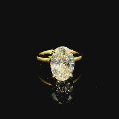 3.58ct Oval Cut Lab Grown Audrey Design Yellow Gold