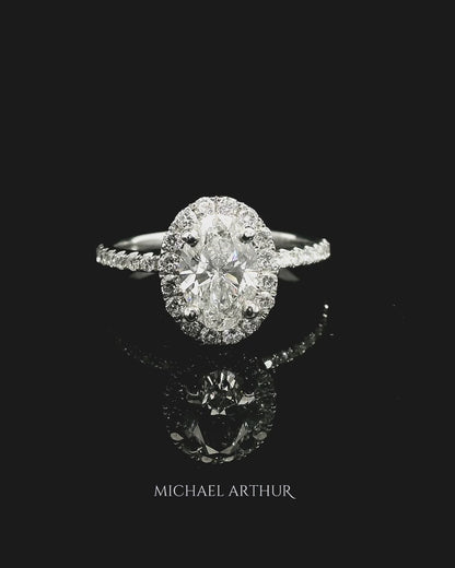 1.09ct Oval Cut Lab Grown Pissarro Design Platinum