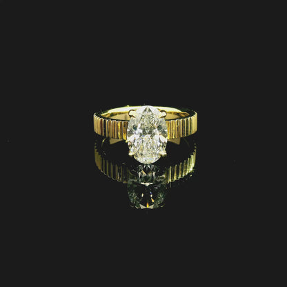2.04ct Oval Cut Lab Grown Faith Design Yellow Gold