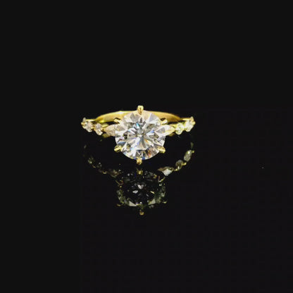 2.04ct Round Cut Lab Grown Ivy Design Yellow Gold