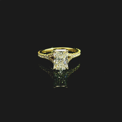 1.71ct Radiant Cut Lab Grown Simone Design Yellow Gold