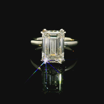 4.05ct Emerald Cut Lab Grown Double-Claw Audrey Design Platinum