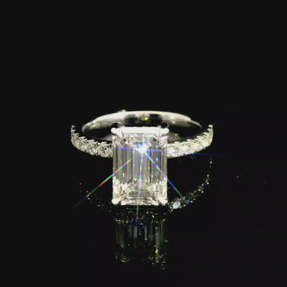3.03ct Emerald Cut Lab Grown Bassano Design Platinum