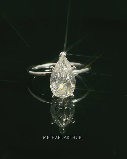 1.73ct Pear Cut Lab Grown Henri Design White Gold