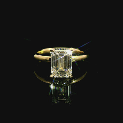 2.59ct Emerald Cut Lab Grown Audrey Design Yellow Gold