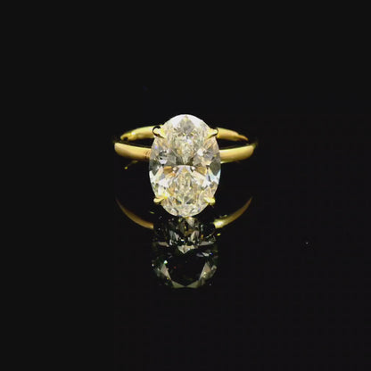3.09ct Oval Cut Lab Grown Audrey Design Yellow Gold