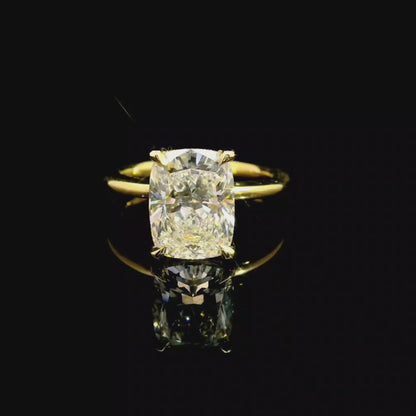 3.57ct Cushion Cut Lab Grown Audrey Design Yellow Gold