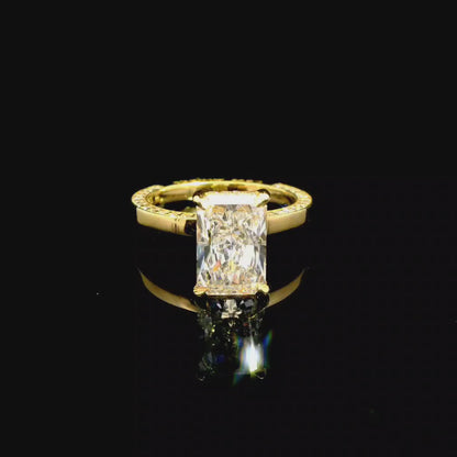 2.52ct Radiant Cut Lab Grown Aria Design Yellow Gold