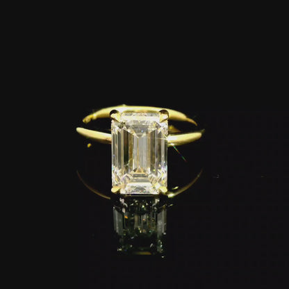 3.53ct Emerald Cut Lab Grown Audrey Design Yellow Gold