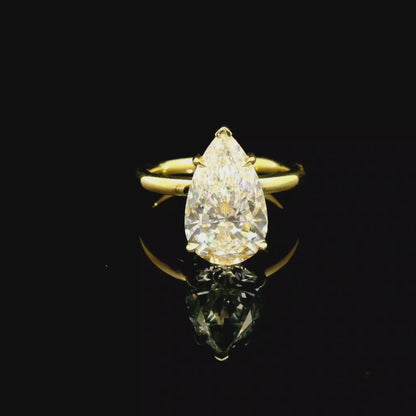 4.03ct Pear Cut Lab Grown Audrey Design Yellow Gold