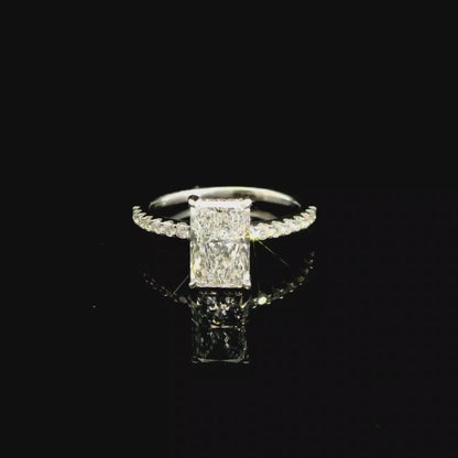 1.72ct Radiant Cut Lab Grown Bassano Design White Gold