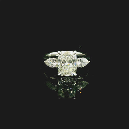 2.59ct Cushion Cut Lab Grown Custom Rosetta Design Platinum