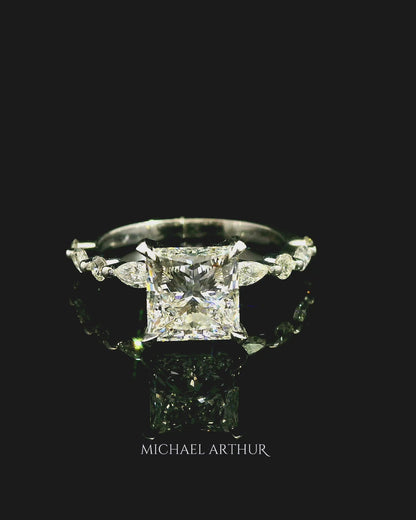 2.05ct Princess cut Lab Grown Ivy Design White Gold