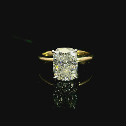 3.02ct Cushion Cut Lab Grown Audrey Design Two - tone