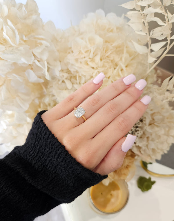 3.07ct Cushion Cut Lab Grown Custom Bella Design Yellow Gold