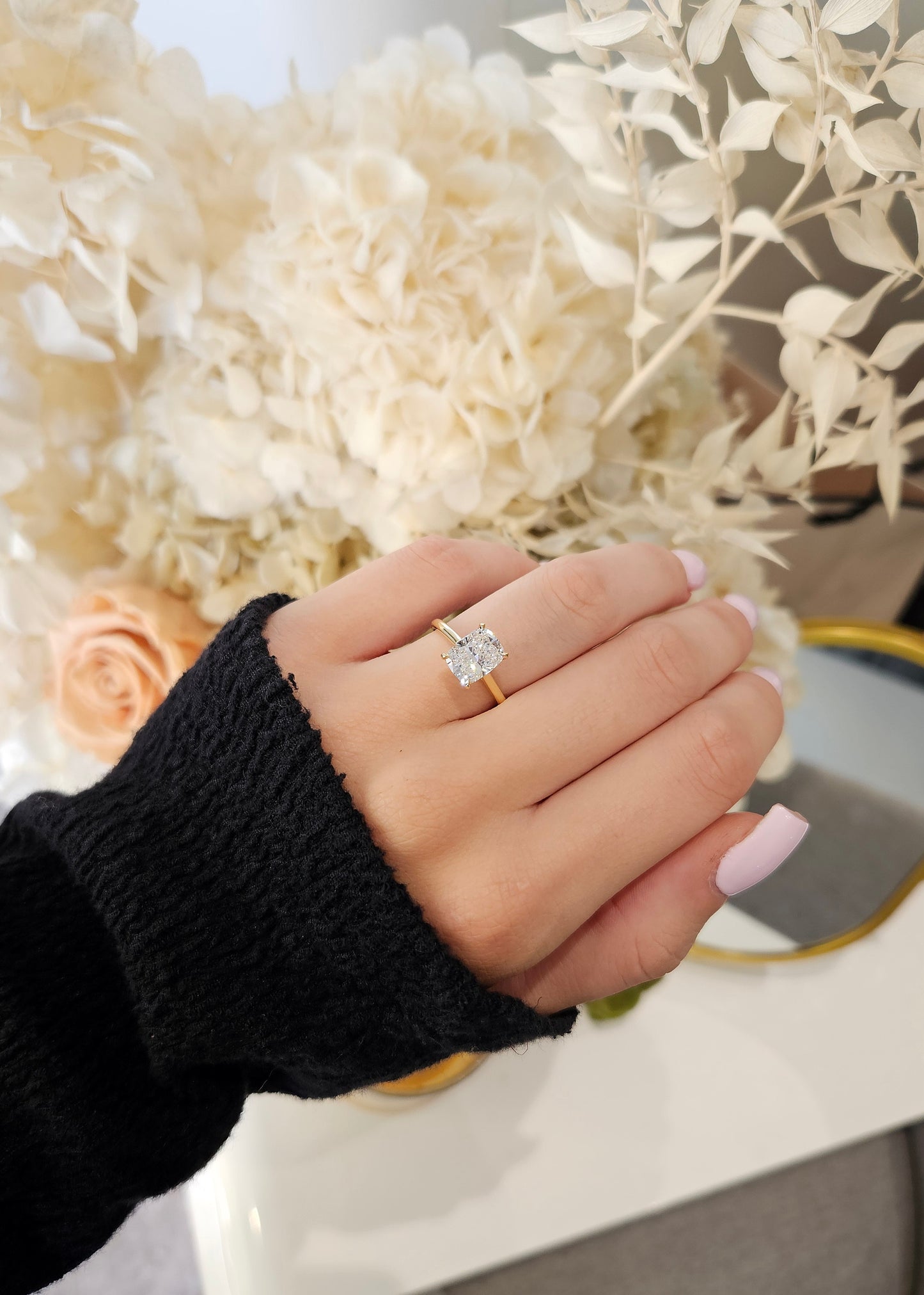 2.12ct Cushion Cut Lab Grown Custom Bella Design Yellow Gold