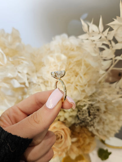 3.57ct Cushion Cut Lab Grown Audrey Design Yellow Gold