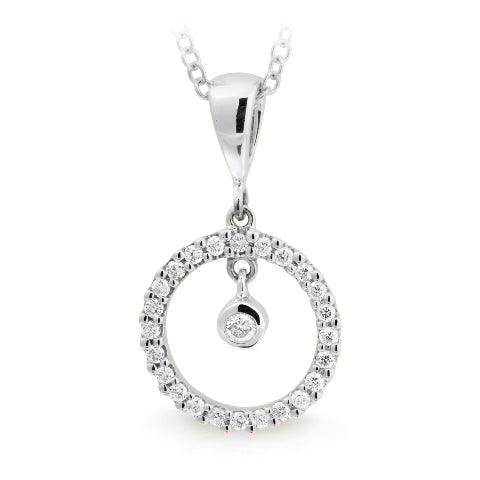 Circle Hoop Bezel/Claw Set Drop Pendant - Michael Arthur Diamonds