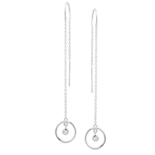 Circle Hoop Bezel Set Drop Earrings - Michael Arthur Diamonds