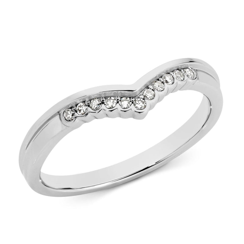 Curved V Bezel Set Diamond Anniversary Ring