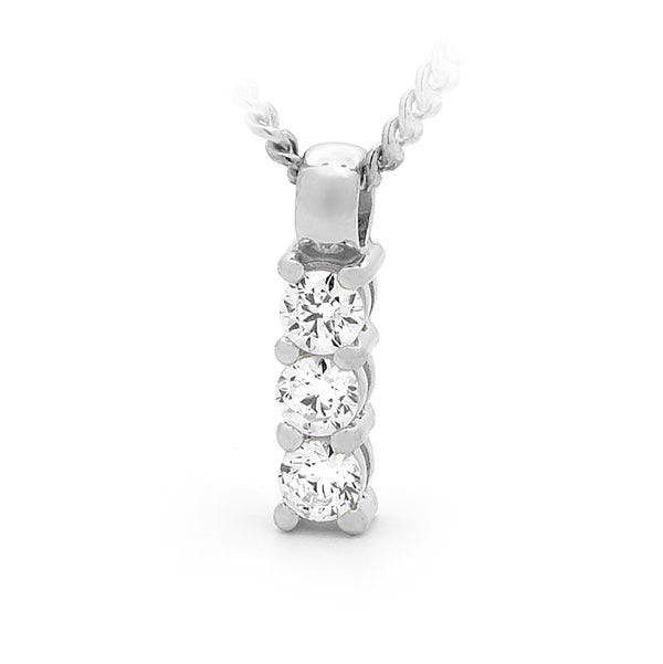 Diamond 3 Stone Drop Pendant