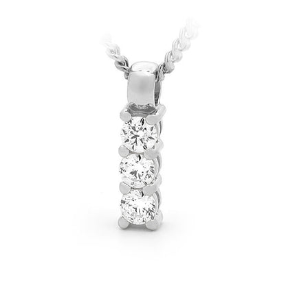 Diamond 3 Stone Drop Pendant