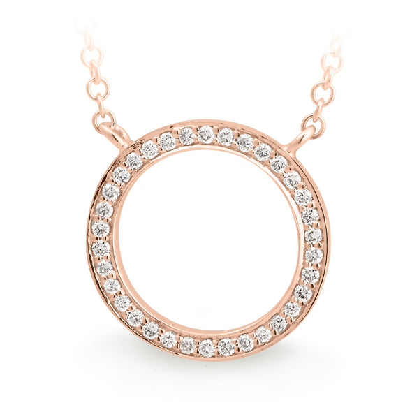 Diamond Bead Set Circle Pendant