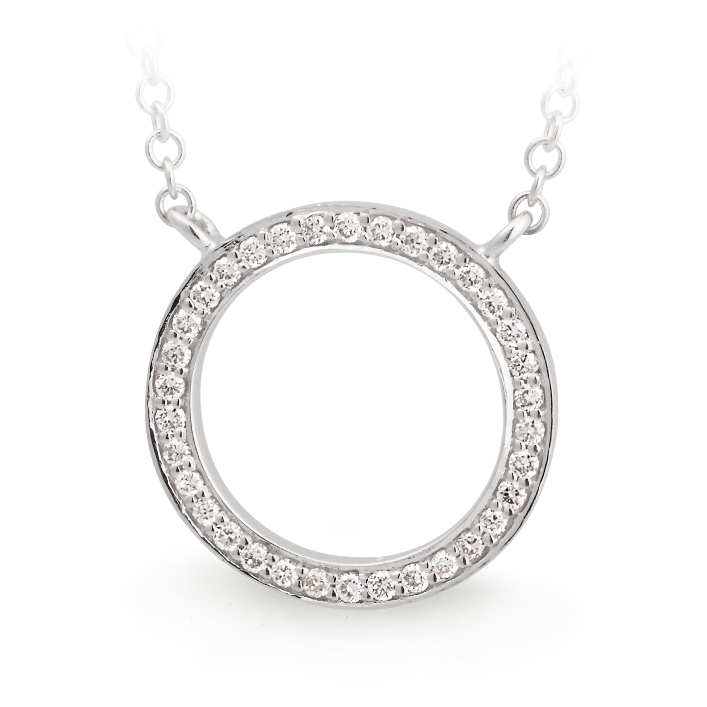 Diamond Bead Set Circle Pendant