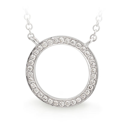 Diamond Bead Set Circle Pendant