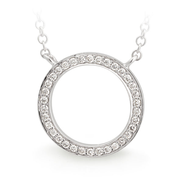 Diamond Bead Set Circle Pendant