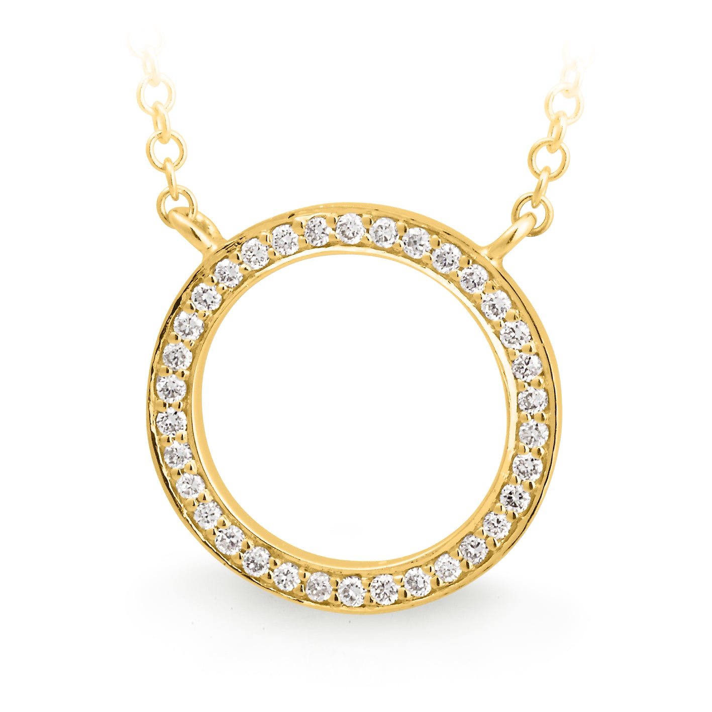 Diamond Bead Set Circle Pendant
