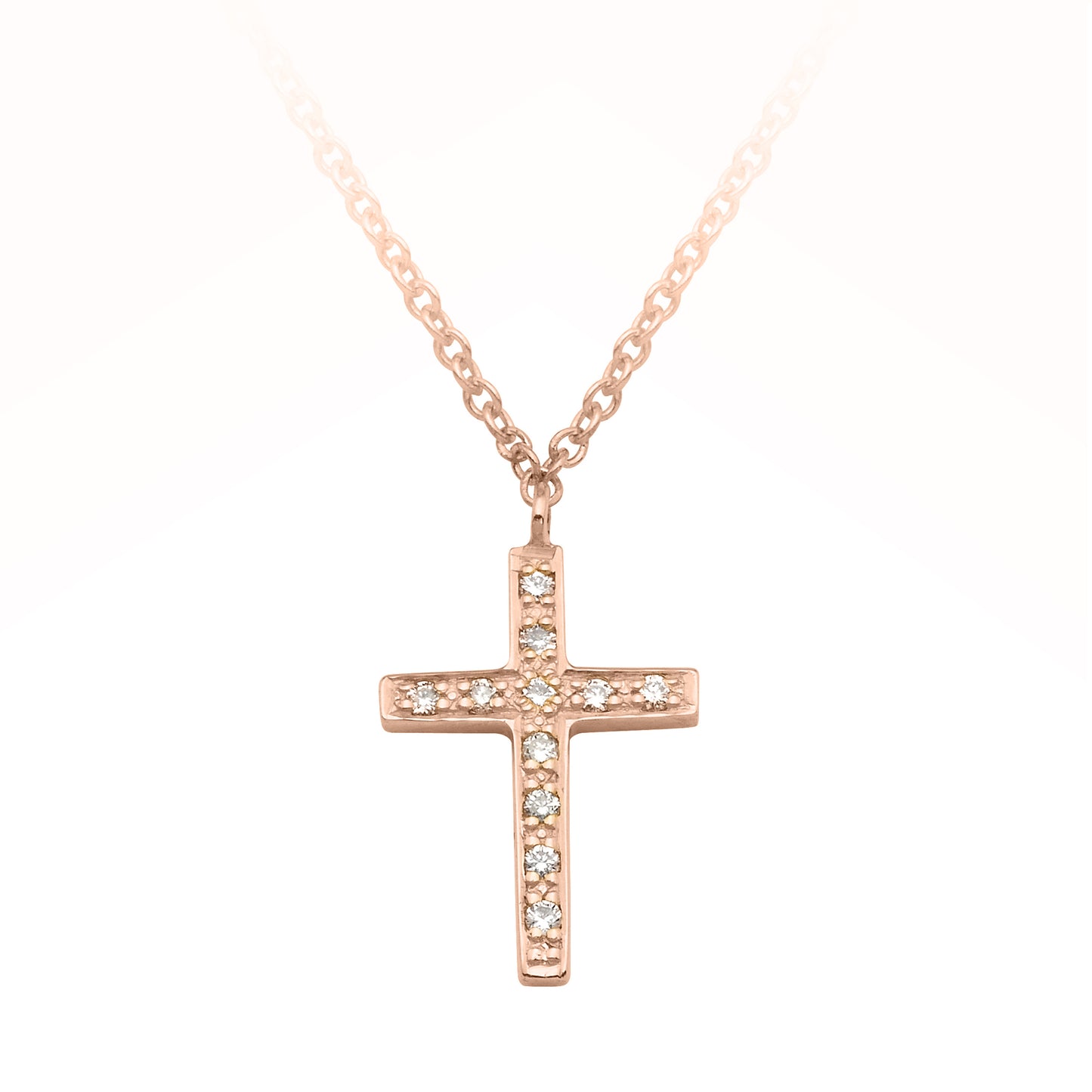 Diamond Bead Set Crucifix Cross Pendant