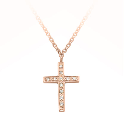 Diamond Bead Set Crucifix Cross Pendant