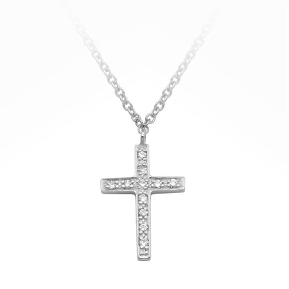 Diamond Bead Set Crucifix Cross Pendant