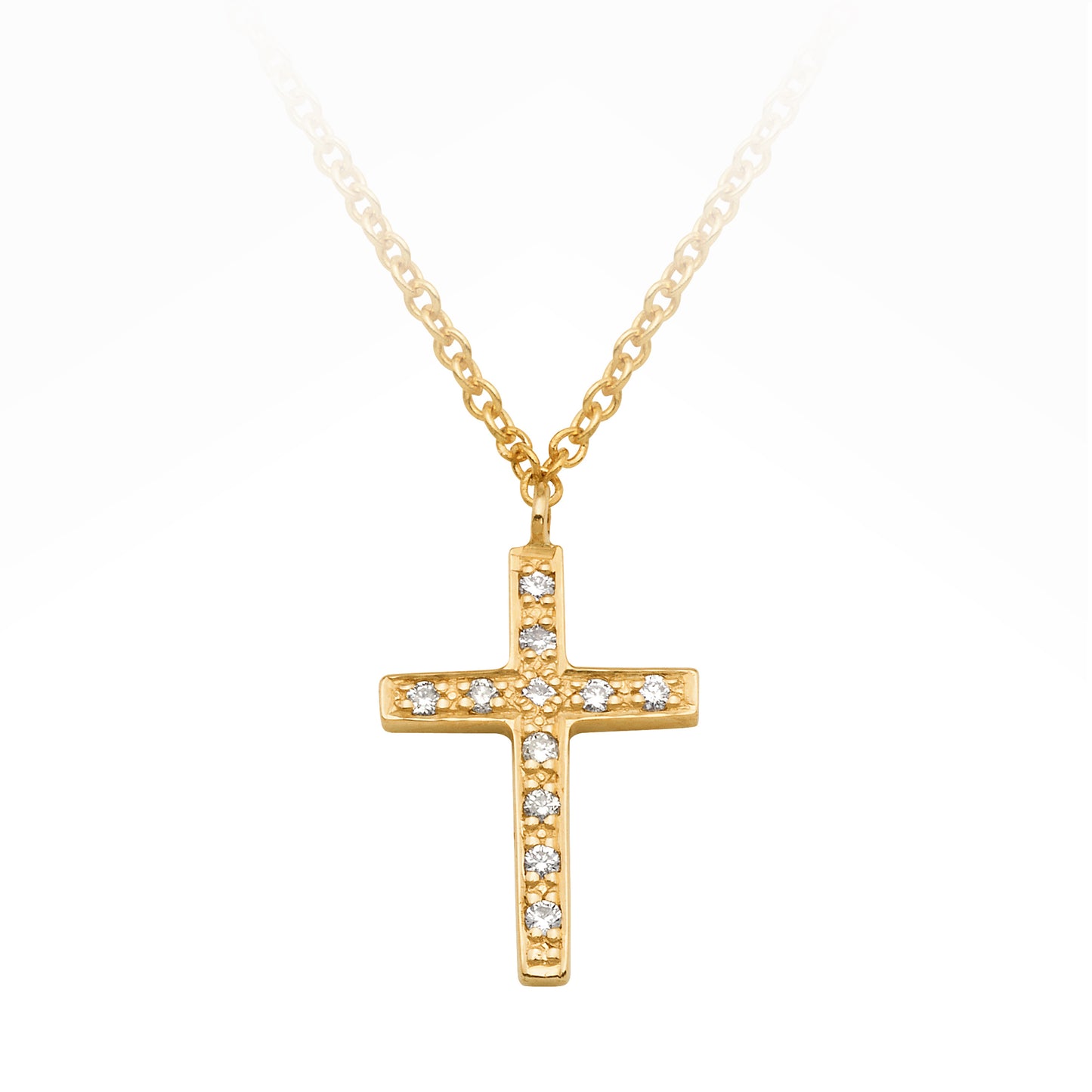 Diamond Bead Set Crucifix Cross Pendant