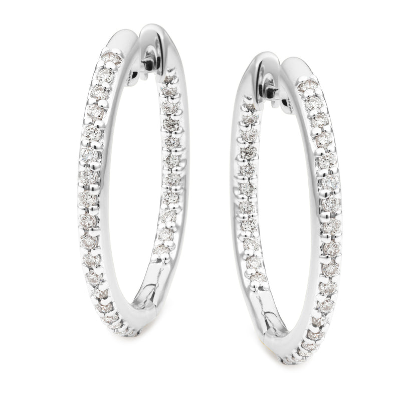 Diamond Bead Set Huggie Earrings
