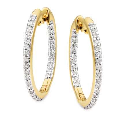 Diamond Bead Set Huggie Earrings