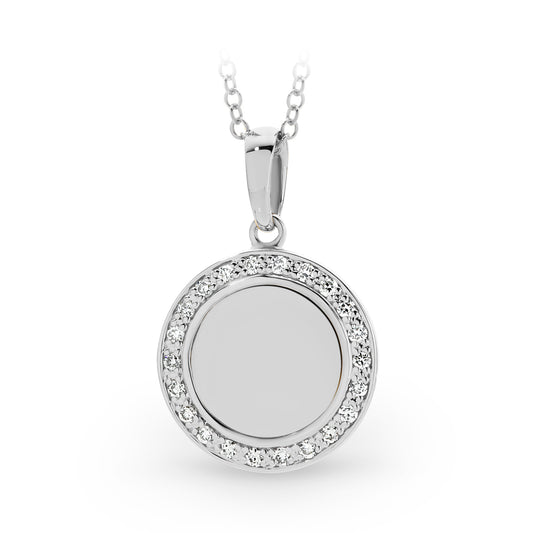 Diamond Bead Set Medallion Pendant