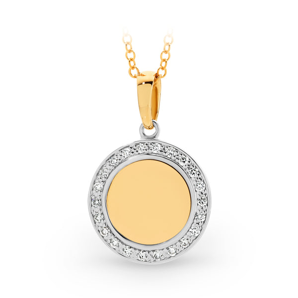 Diamond Bead Set Medallion Pendant