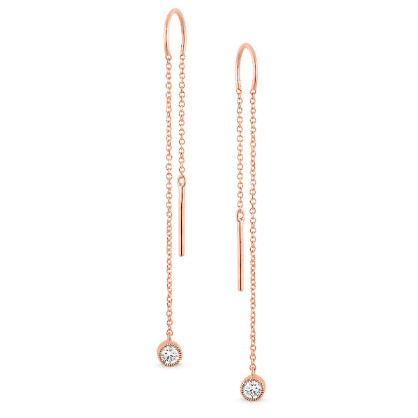 Diamond Bezel Set Drop Earrings
