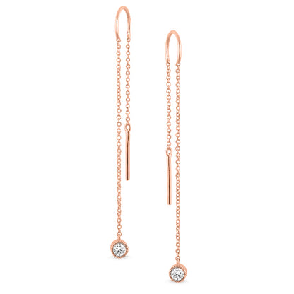 Diamond Bezel Set Drop Earrings