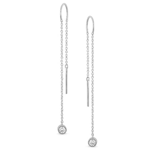 Diamond Bezel Set Drop Earrings