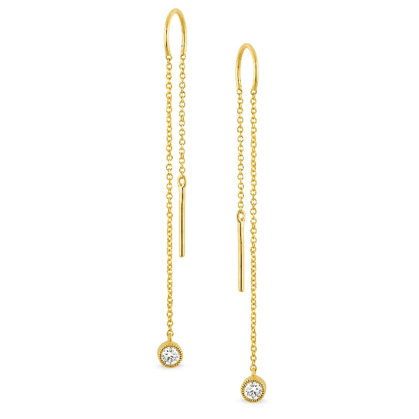 Diamond Bezel Set Drop Earrings