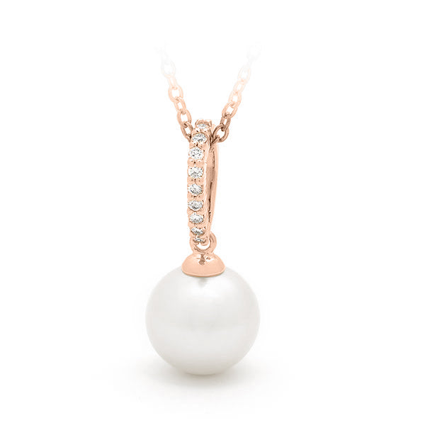 Freshwater Pearl & Diamond Clasp Pendant