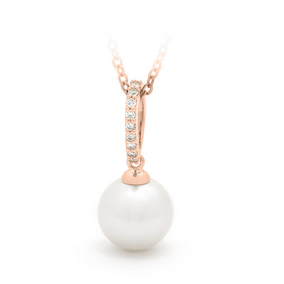 Freshwater Pearl & Diamond Clasp Pendant