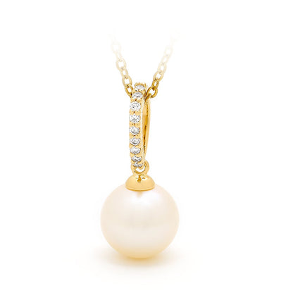 Freshwater Pearl & Diamond Clasp Pendant