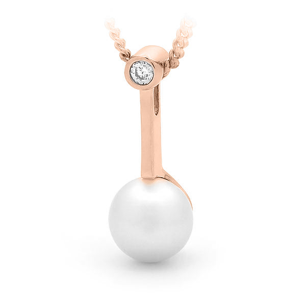 Freshwater Pearl & Diamond Drop Pendant